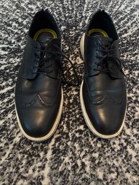 Cole Haan’s Men's Black Wingtip Derby Shoes with White Sole